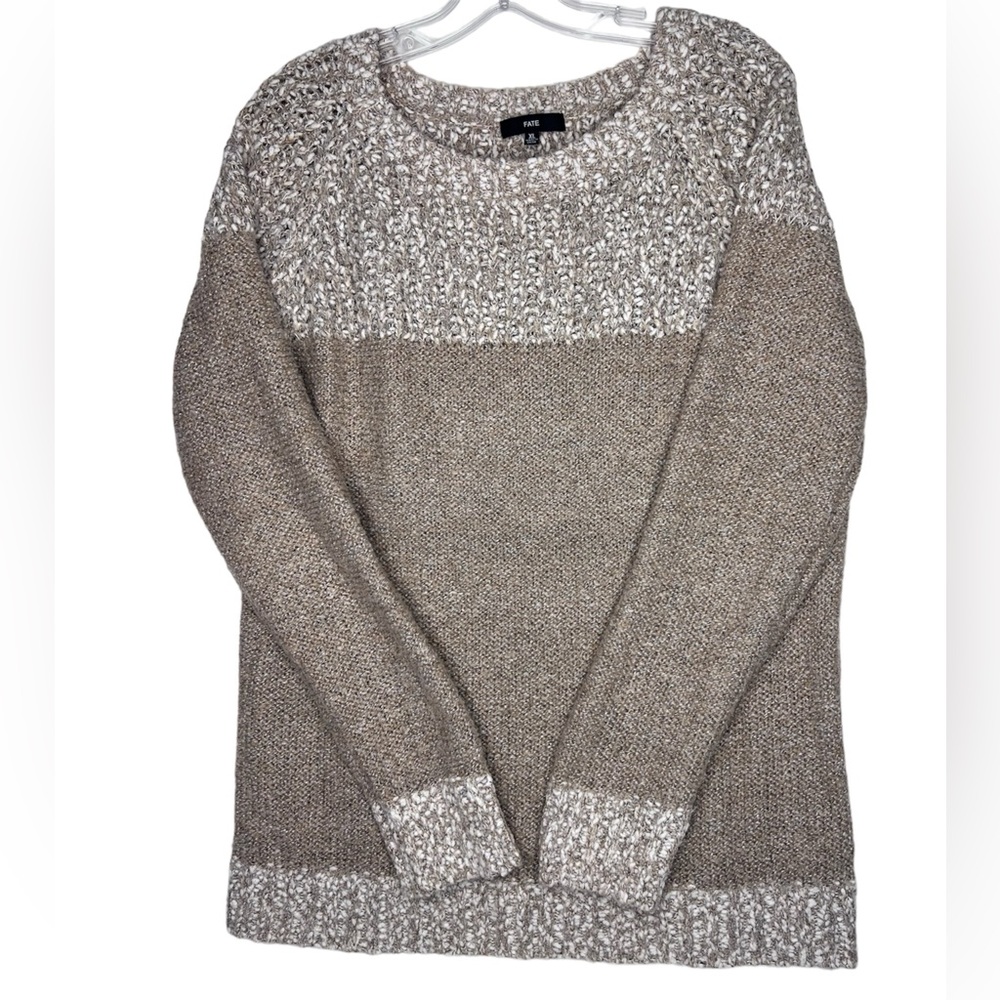 Fate Women’s Clairina Georgi Textured Tan Pullover Sweater - size XL